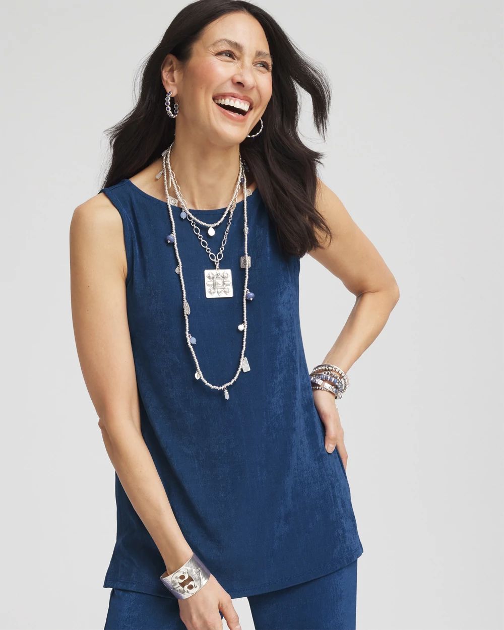 Travelers™ Side Slit Tank | Chico's Travelers™ Side Slit Tank | Chico's
